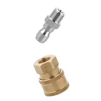

2Pcs Garden Hose Pressure Washer Quick Connector 1/4 Inch Brass & Stainless Easy Connect Fitting Male and Female Set
