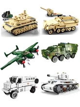  Ww2 Military Vehicles guided Tank missile Sets SWAT Army City Police T34 Germany UK US Building Blocks World War ii artillery 