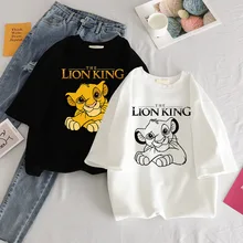 Novedad de verano, Harajuku, regalo para chica, camiseta Vintage de manga corta con dibujo de León, camiseta VOGUE con estampado de León Simba, camisetas, ropa para mujer