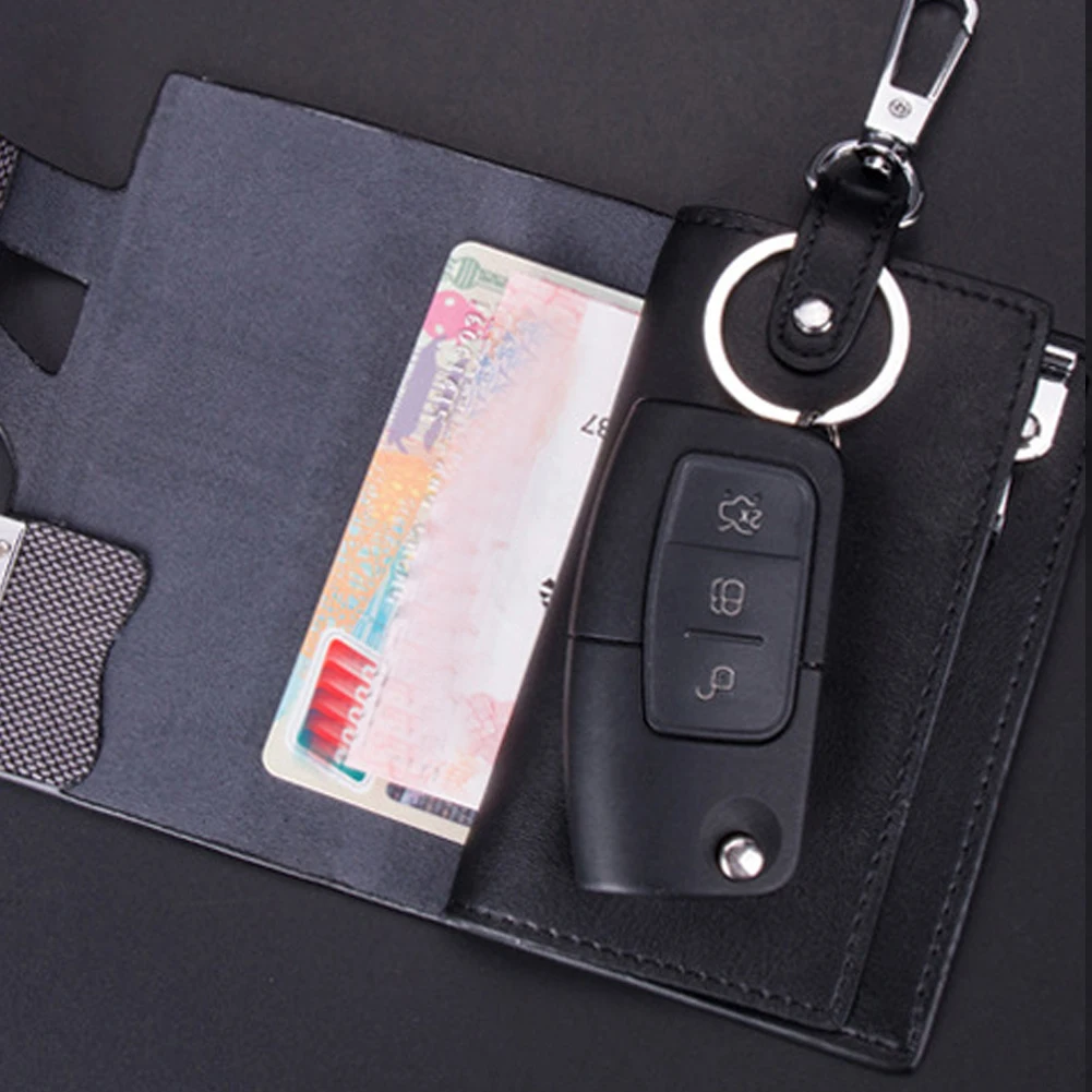 Мужской модный однотонный многофункциональный кошелек-брелок, кошелек для ключей, деловой простой чехол из искусственной кожи, Подарочный держатель для карт