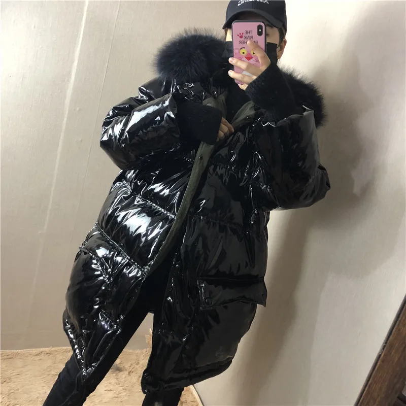 Черные и белые пуховики на утином пуху для девочек, коллекция года, зимняя куртка, плотное длинное пальто для женщин, пуховая парка с капюшоном, водонепроницаемая Женская куртка, одежда