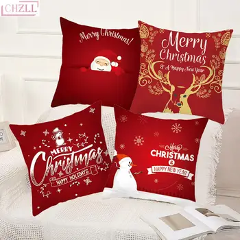 

CHZLL 1pc Red Merry Christmas Pillowcase Decorative Cushion Cover Christmas Decorations for Home 2019 New Year Noel Gifts Decor