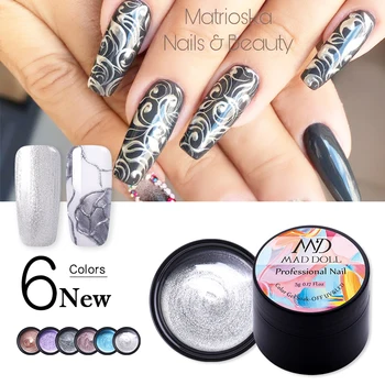 

1 Box 5g MAD DOLL Metallic Painting Gel Polish Sparkling Drawing Nail Gel Soak Off Nail Art Gel Varnish 6 Colors
