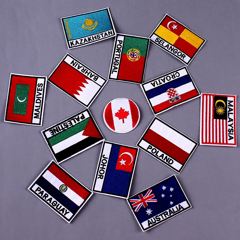 Pulaqi 3D квадратные круглые национальные флаги патч, вышитые патчи для одежды Железная одежда нашивки армейский патч тактические значки F