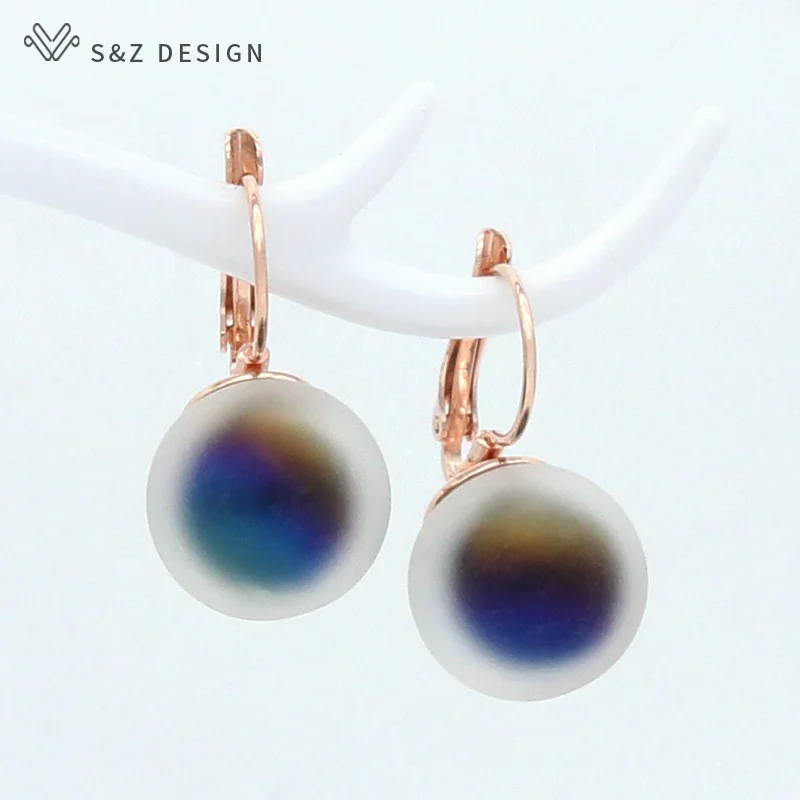 S&Z DESIGN New Fashion Big Round Dangle Earrings For Women Jewelry Trendy Personality Simple 585 Rose Gold Color Eardrop
