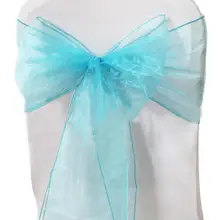 HobbyLane Imixcity Красивая органза лента на стул лента с бантом для свадьбы или банкета Голубое озеро 10 шт
