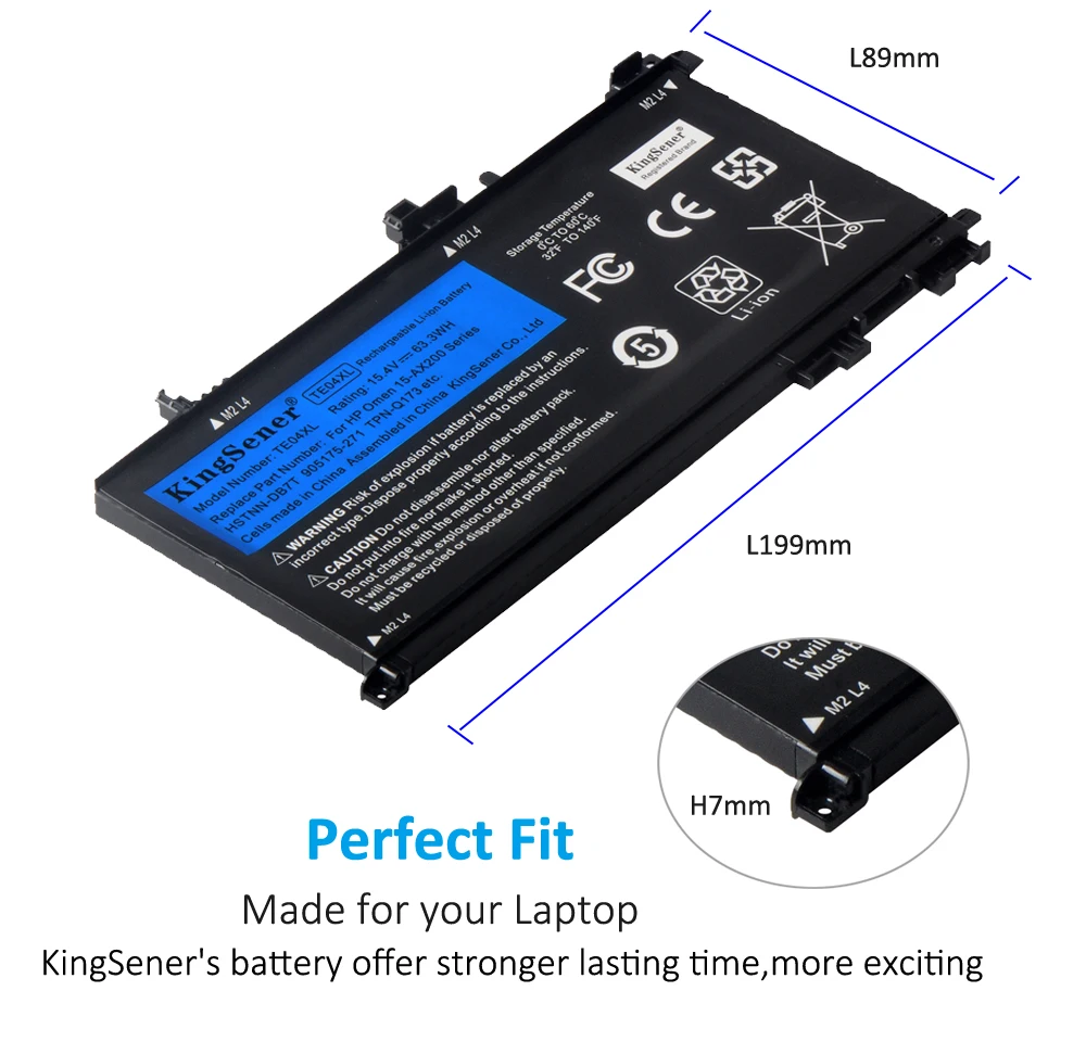 Kingsener-bateria para Computador Portátil Te04xl hp Omen 15-ax200 15-axembaltx 15-ax210tx 15-ax235nf Ax202n Bc15200 segundo 905277855 Baterias p/ laptop - Imagem 4