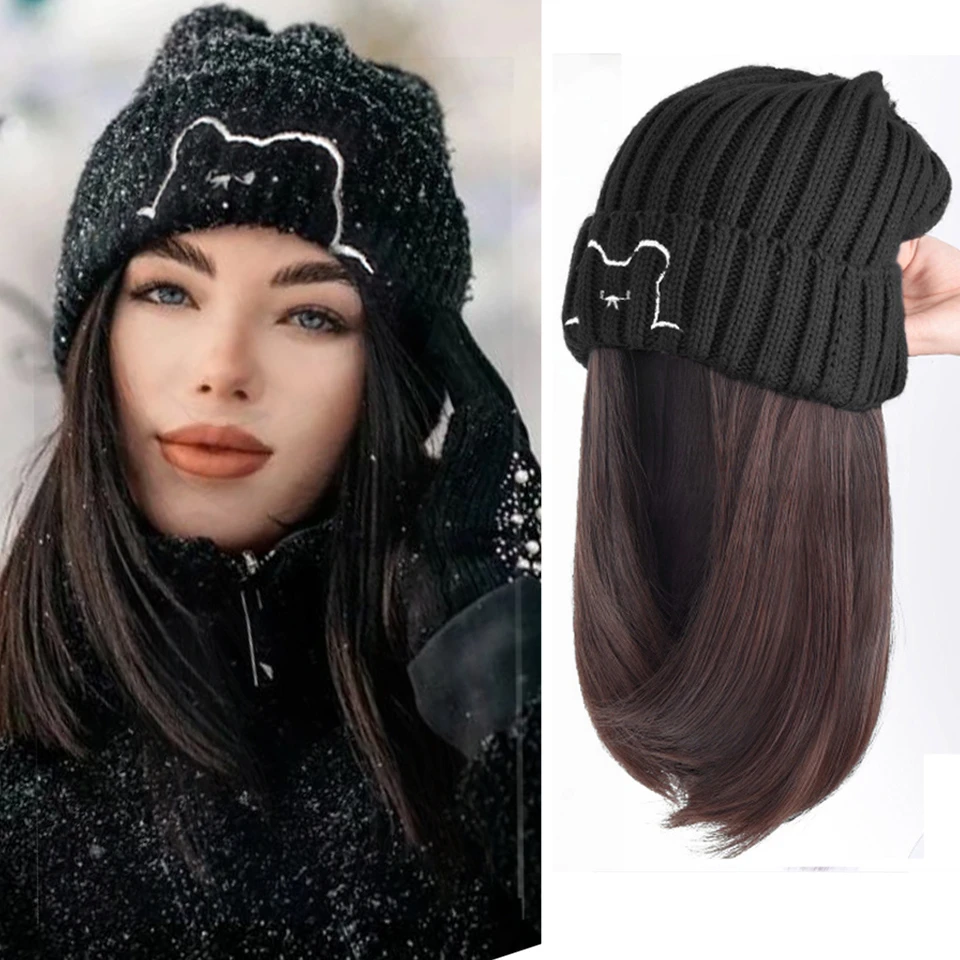 HOUYAN Wig female long hair with hat wig one female summer natural full head  style fashion net red trend long curly hair|Tổng hợp None-Lace Wigs| -  AliExpress