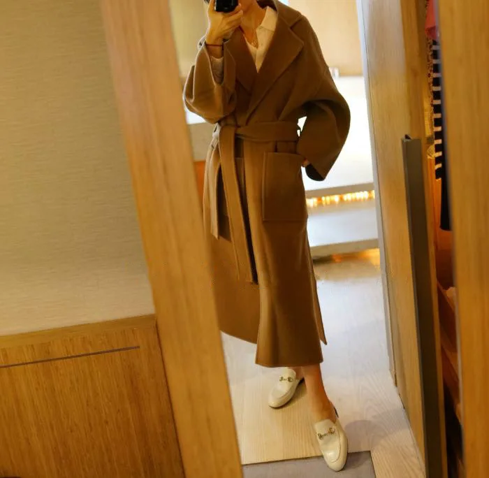 Autumn And Winter New Style Double-Sided Cashmere Coat Women's Mid-length Loose Silhouette Thick Wool Coat