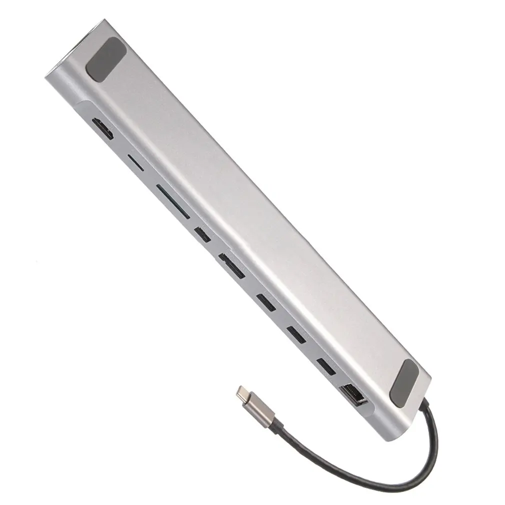 

12 In 1 USB Hub C To HDMI 4K RJ45 USB3.0 Ethernet LAN / VGA /Secure Digital Card Reader For Laptop For MacBook