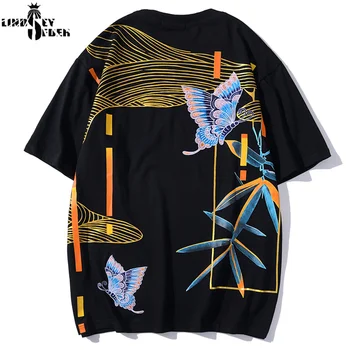 

Lindsey Seader Harajuku Bamboo Forest Butterfly Print Tshirts Casual Short Sleeve Tops Tees Men Hip Hop Fashion Summer T Shirts