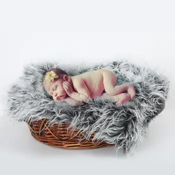 

Newborn Soft Faux Fur Photograph Prop Blanket Infant Sleeping Swaddle Blankets Baby