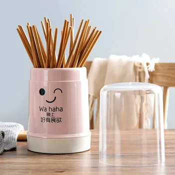 

Transparent with Chopsticks Box Cartoon Solid Color Chopsticks Storage Container Kitchen Dust Cover chopsticks