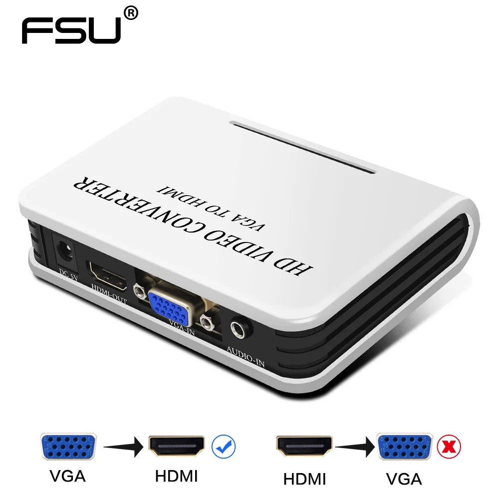 FSU портативный разъем и воспроизведение VGA на HDMI выход 1080P HD аудио ТВ AV TV PC видео
