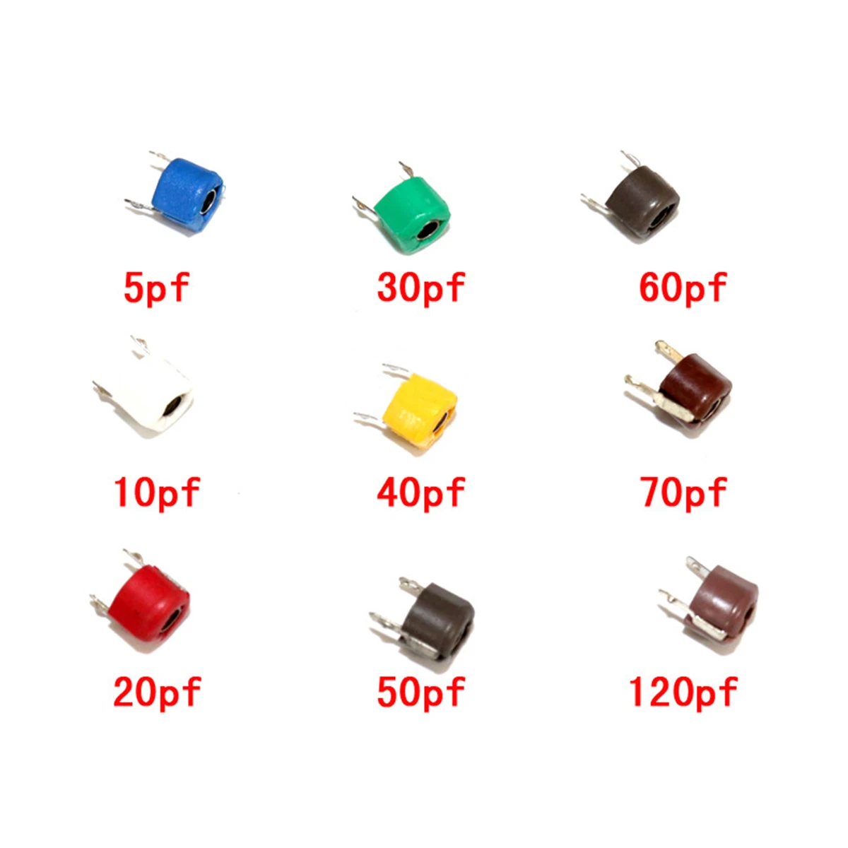 45 Pcs Trimmer Capacitor Kit Assorted 9 Values Adjustable Variable Capacitors 