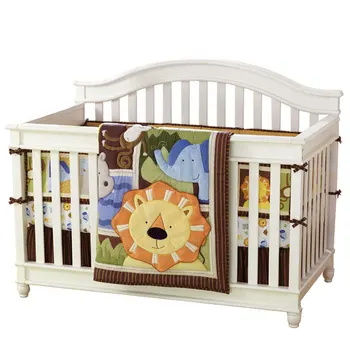 

5pcs/set Cartoon Animal Design Crib Bedding Set Cotton Toddler Baby Bed Linens Include Baby Cot Bumpers Bed Sheet Blanket Nappy