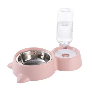 

Pet Double Bowl Pet Automatic Drinker Automatic Continue Feeding Water Cat Drinking Water Artifact Cat Bowl Dog Bowl