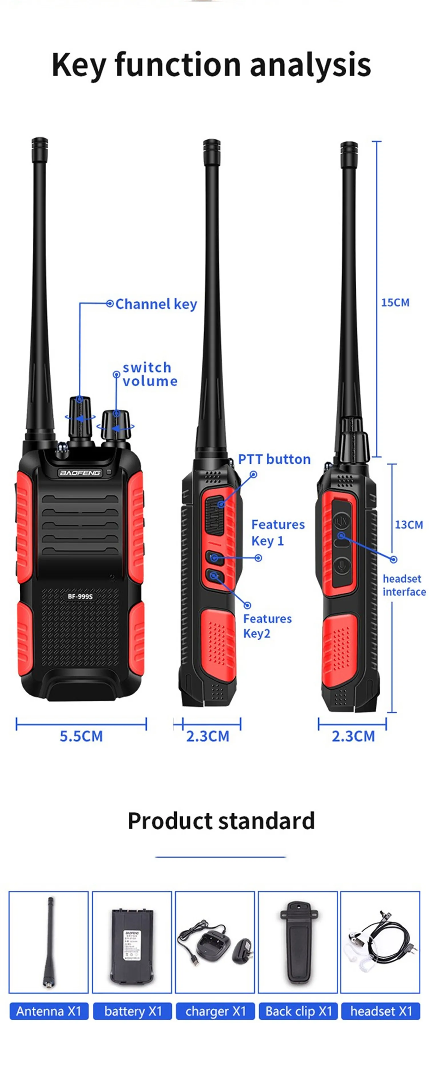 2 шт./лот BF-999S рация Baofeng 8 Вт/5 Вт 4200 мАч трансивер портативный двухстороннее радио обновление BF-888s