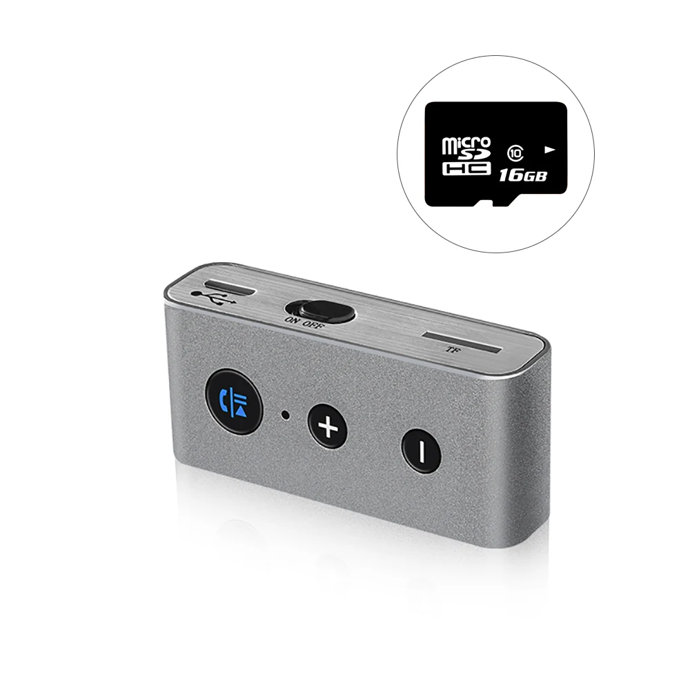 Aoshike 1 шт. Автомобильный mp3 аудио плеер громкой связи AUX Bluetooth 4,2 беспроводной аудио приемник передатчик HIFI стерео Поддержка TF карта - Формат цифровых медиаданных: With 16G TF card