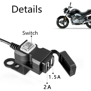 

Waterproof Dual USB Motorcycle Handlebar Charger Socket W/ Switch & Mounts