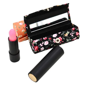 

3pcs Ladies Lipstick Case Holder Portable Floral Pattern Makeup Storage Box Organizer with Mirror Random Color
