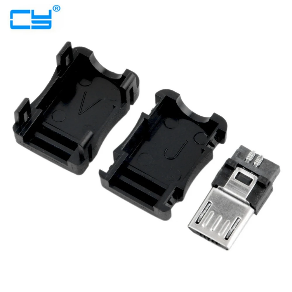 5-контактный micro usb T порт со штекерной розеткой, разъем и пластиковая крышка для DIY micro usb кабель в сборке деталей