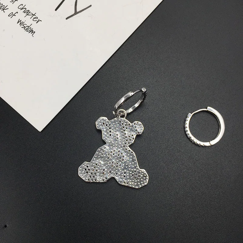 Модный маленький поп мишка медведь антивоенный символ циркония серьги милые животные асимметричные серьги ювелирные изделия для девочек Подарки на день рождения