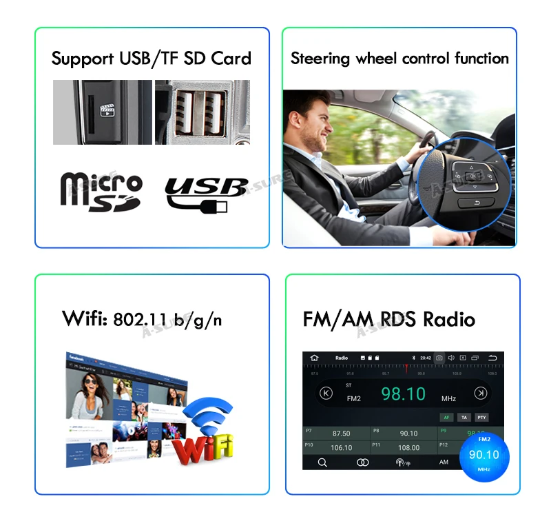 A-Sure 2 Din 8 Core 4G ram Android 9,0 радио, DVD, GPS Navi для Volkswagen VW GOLF MK5 MK6 PASSAT B6 туристическое Поло Tiguan SEAT SKODA