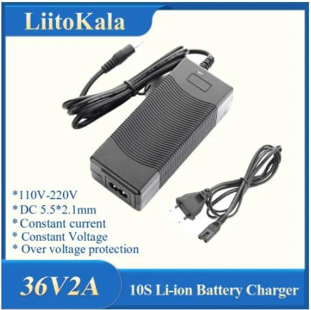 LiitoKala 10S 36V2A charger 42V 2A Charger 100-240V Input Lithium Li-ion Charger For 36V Electric Bike and wo-wheel Vehicle android watch charger