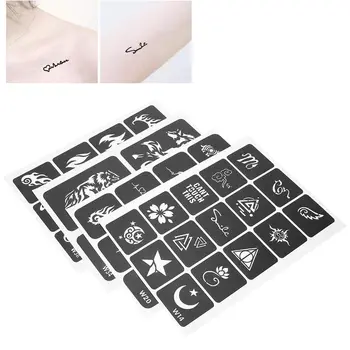 

49pcs Reusable Exquisite Pattern Temporary Tattoo Drawing Template for Arm Wrist Tattoo Small Cute Cartoon Henna Tattoo Stencil