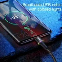 Baseus LED oświetlenie USB typ C kabel szybka ładowarka Micro USB kabel danych do Samsung Xiaomi Redmi telefon USBC przewód 3M 2