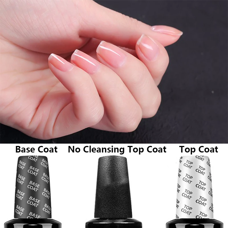 

1 PCS 15ML/0.5fl.Oz Rubber Base Coat Top Coat No Wipe Foundation Matte Top Coat Manicure Healthy Primer for Gel Polish Set