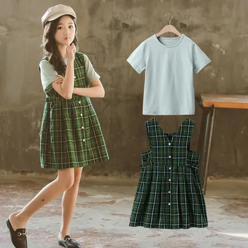 

Clothes For Girls Sets Kids Short Sleeve + Dresses Two Piece Set Children Spring Dress Suit Fall Girls Outfits 8 10 12 14 Years