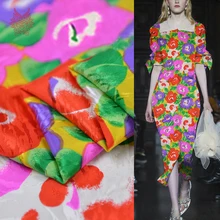 Супер красота Роза цветочный принт простой креп шелк атлас Ткань для лета осень леди платье telas por metros SP5843