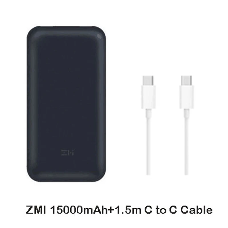 ZMI power Bank 20000 мАч 15000mAhUSB-C PD 2,0 внешний аккумулятор Портативная зарядка 3,0 type-C зарядное устройство для Macbook - Цвет: Add Type-C to Type-C
