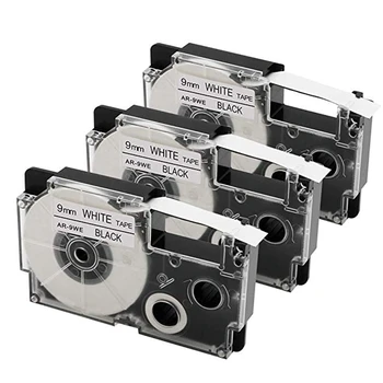 

3 Pack 9mm Black on White Label Tape Label Maker Compatible with KL-120, KL-60, KL-100, KL750B, KL750, KL7200 Label Makers