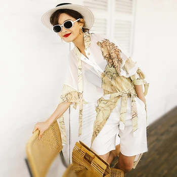 

Fashion Summer Oversize Loose Long Blouse Women Beach Holiday Style Oil Painting Blouse Long Shirts Women Tops Clothes SL061