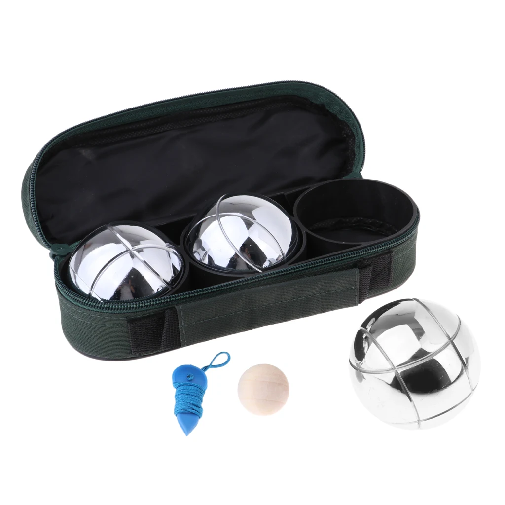 

3pcs/set Economy Bocce Ball Set Backyard Lawn Throw Game Silver - with carry case
