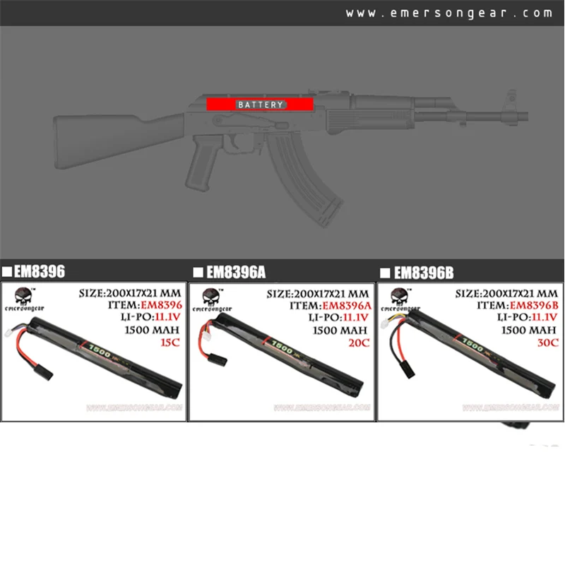 Emersongear Lipo power 11,1 V 1500mAh 15C 20C 30C батарея питания для страйкбола с вилкой Tamiya