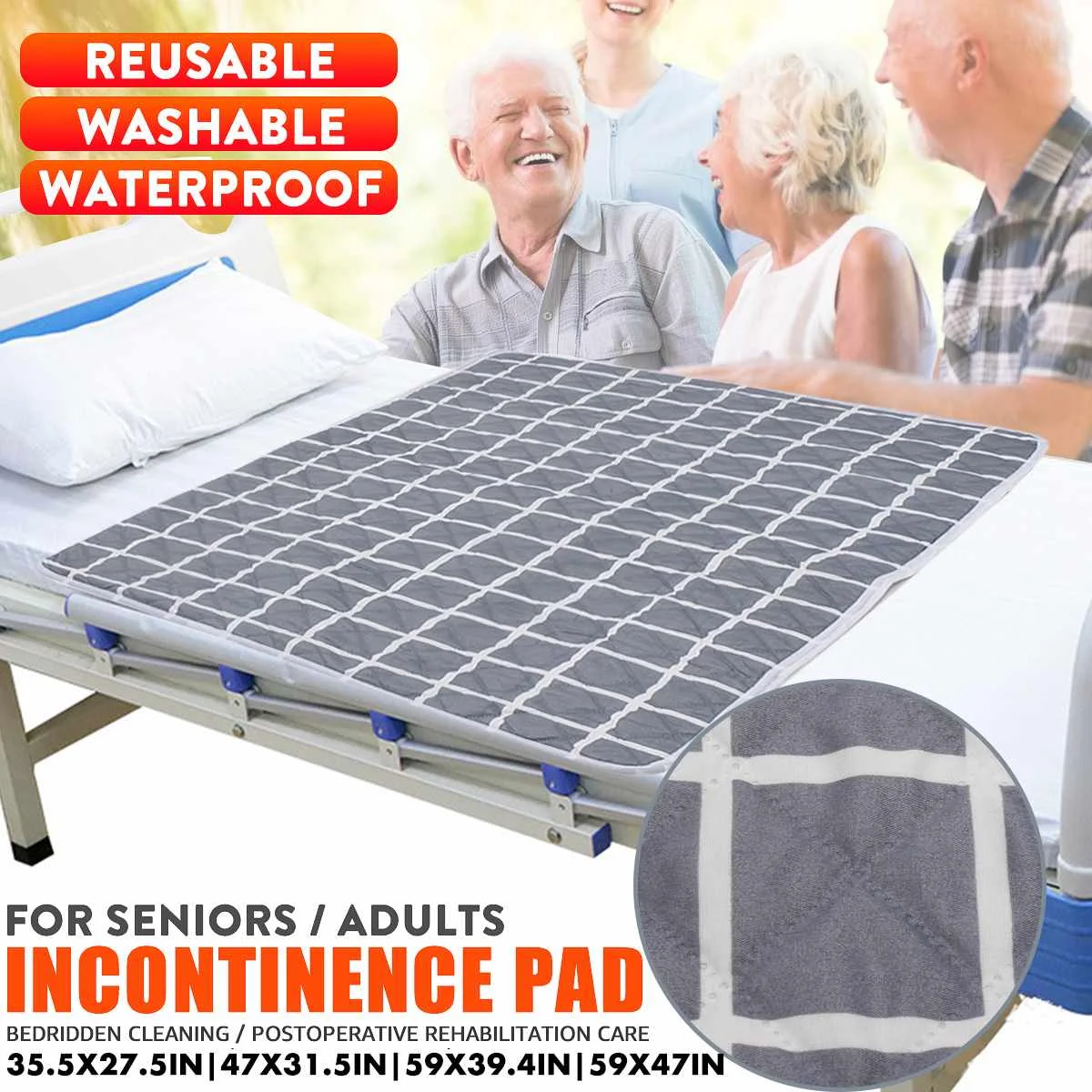 Washable Incontinence Bed Pad Reusable Waterproof Changing Pad Sheet