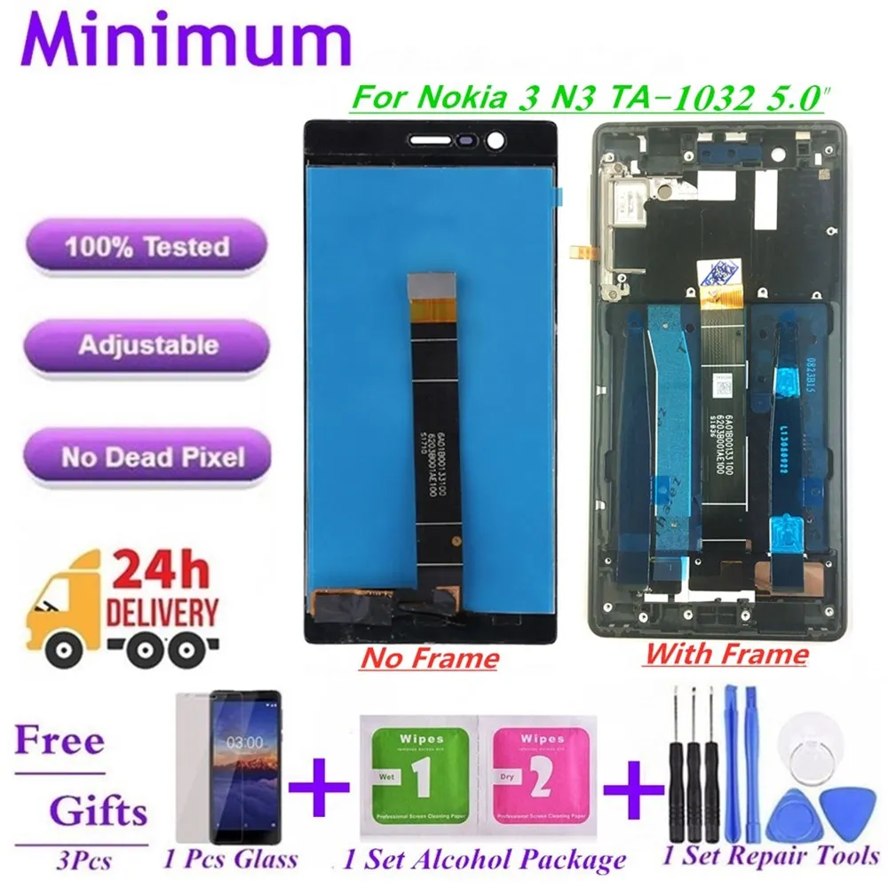 Для Nokia 3 N3 5," ЖК-дисплей сенсорный экран дигитайзер с рамкой для Nokia 3 TA-1020 TA-1028 TA-1032 TA-1038 замена lcd s