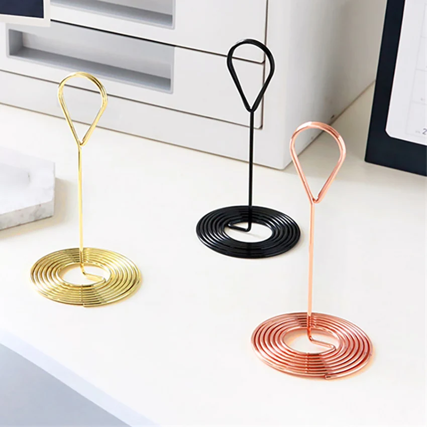 1PC Creative Electroplated Business Card Clip Photo Folder Notes Office Desktop Message Clips Memo Decoration Gifts | Канцтовары для