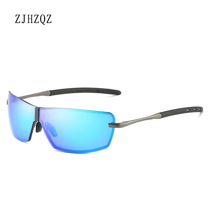 Gray W Blue ZJHZQZ поляризованные солнцезащитные очки с оправой из сплава для женщин и мужчин, женские роскошные очки в стиле ретро, красные, синие, коричневые линзы, очки для женщин - Цвет линз: Gray W Blue