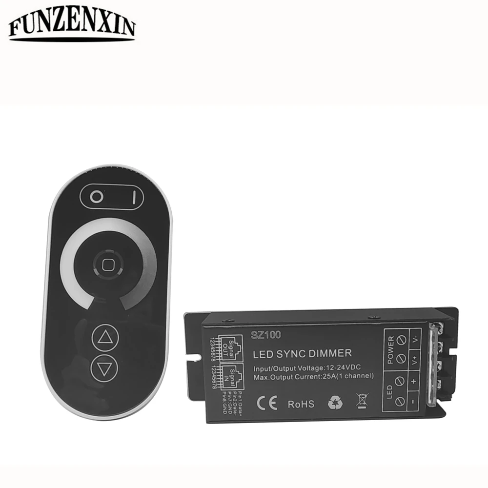

SZ100 LED Dimmer 3 Channel RJ45 RF Wireless Synchronous Controller With Touch Remote For Single Color LED Strip DC12V-24V