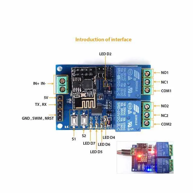 

A23-- 5V WIFI Relay Module ESP8266 IOT APP Controller 2-Channel For Smart Home Automation Board Mobile Phone WiFi Module