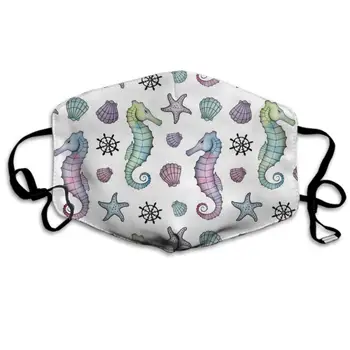 

Winter Norse Warmer, Comfortable Two Layer Sea Horse Seashell Anchor Anti Dust Face Mask Cover Mouth for Adults and Teens