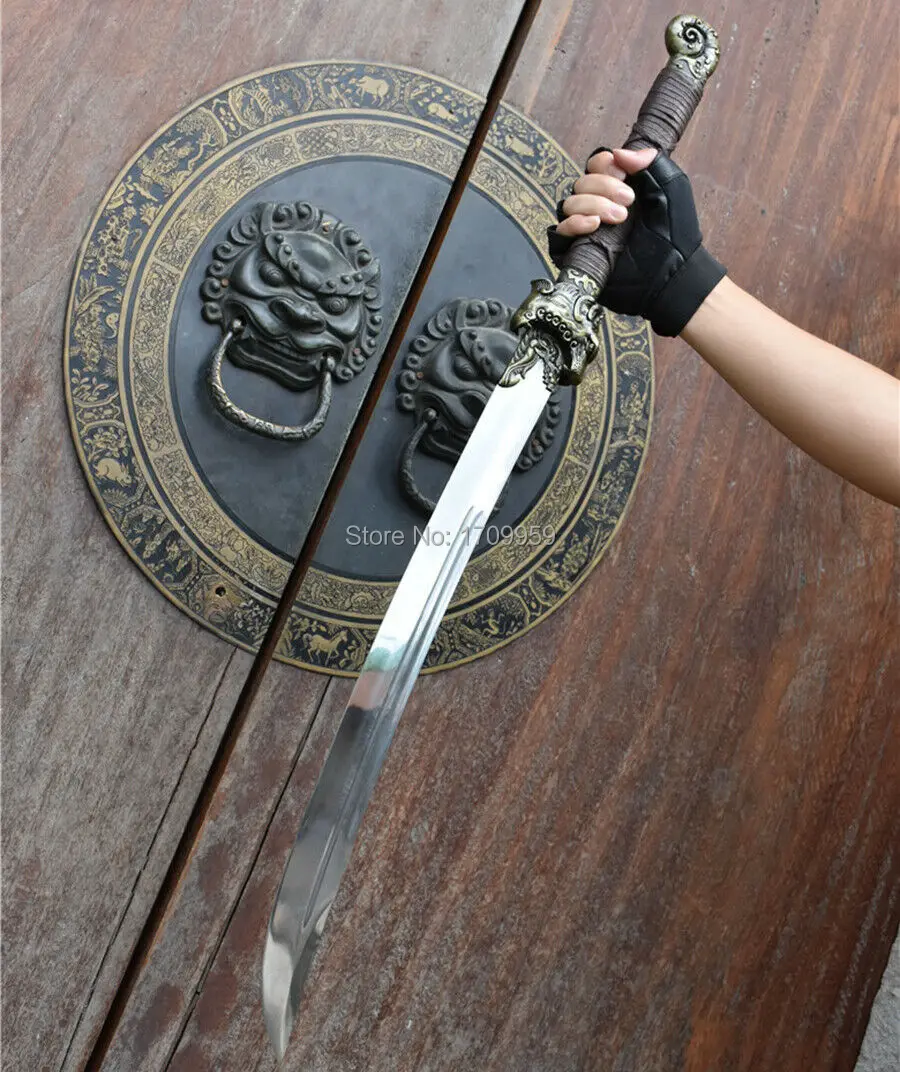 Для китайского кунг-фу Broadsword Sword WuShu Tiger Head Da Dao острый высокоуглеродистой стали на открытом воздухе нож боевой Азии меч