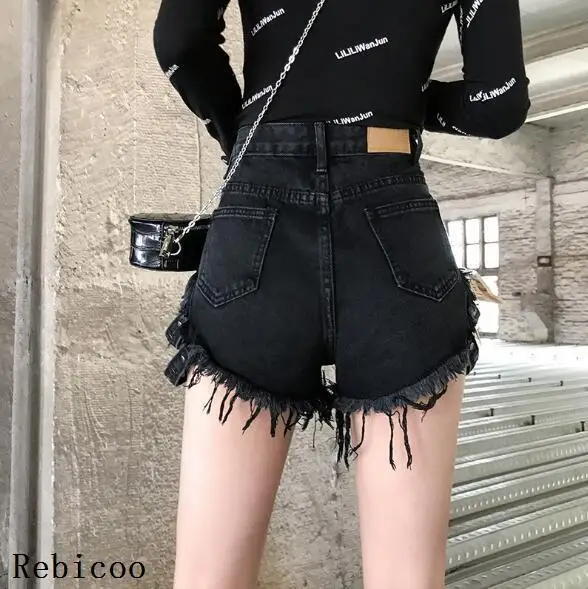 summer clothes for women Summer Rivet Sequins Denim Shorts Women High Waist Loose Tassel Jeans birddog shorts