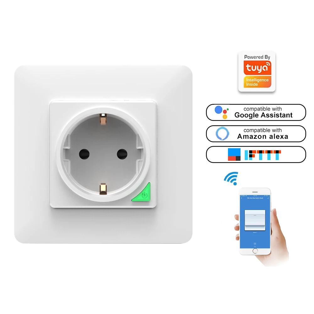 Настенная розетка Smart EU Wi-Fi настенная панель питания Функция обмена кнопками работа с Amazon alexa и Google assistant