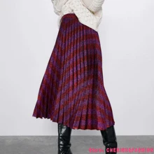 Женские плиссированные юбки с геометрическим рисунком, длина до колена, в стиле ампир, на каждый день, Прямая поставка, XS, SML, металлический цвет, с боковой невидимой молнией, в полоску